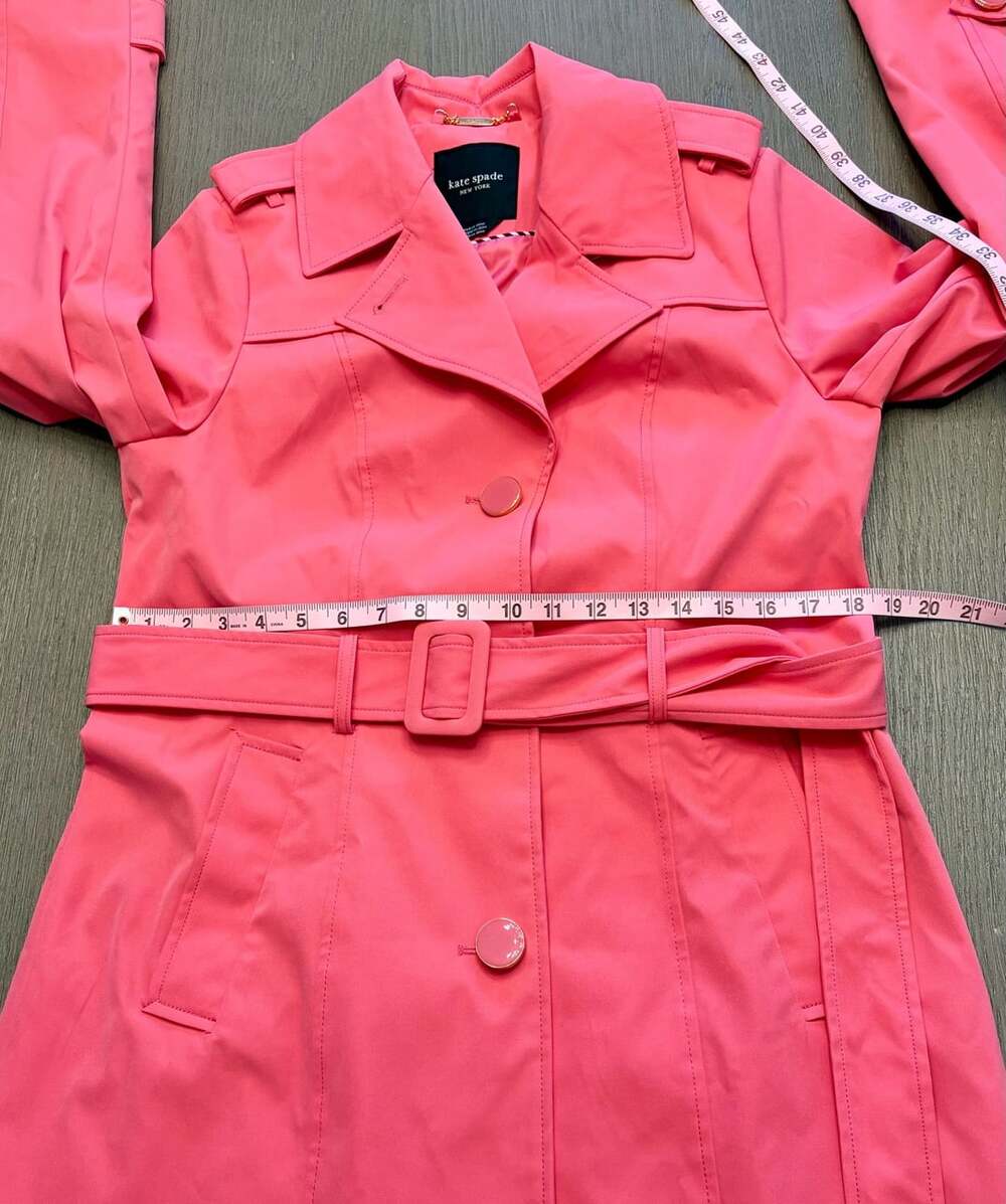 NWOT Kate Spade Coral Pink Belted Trench Coat M - Picture 10 of 14